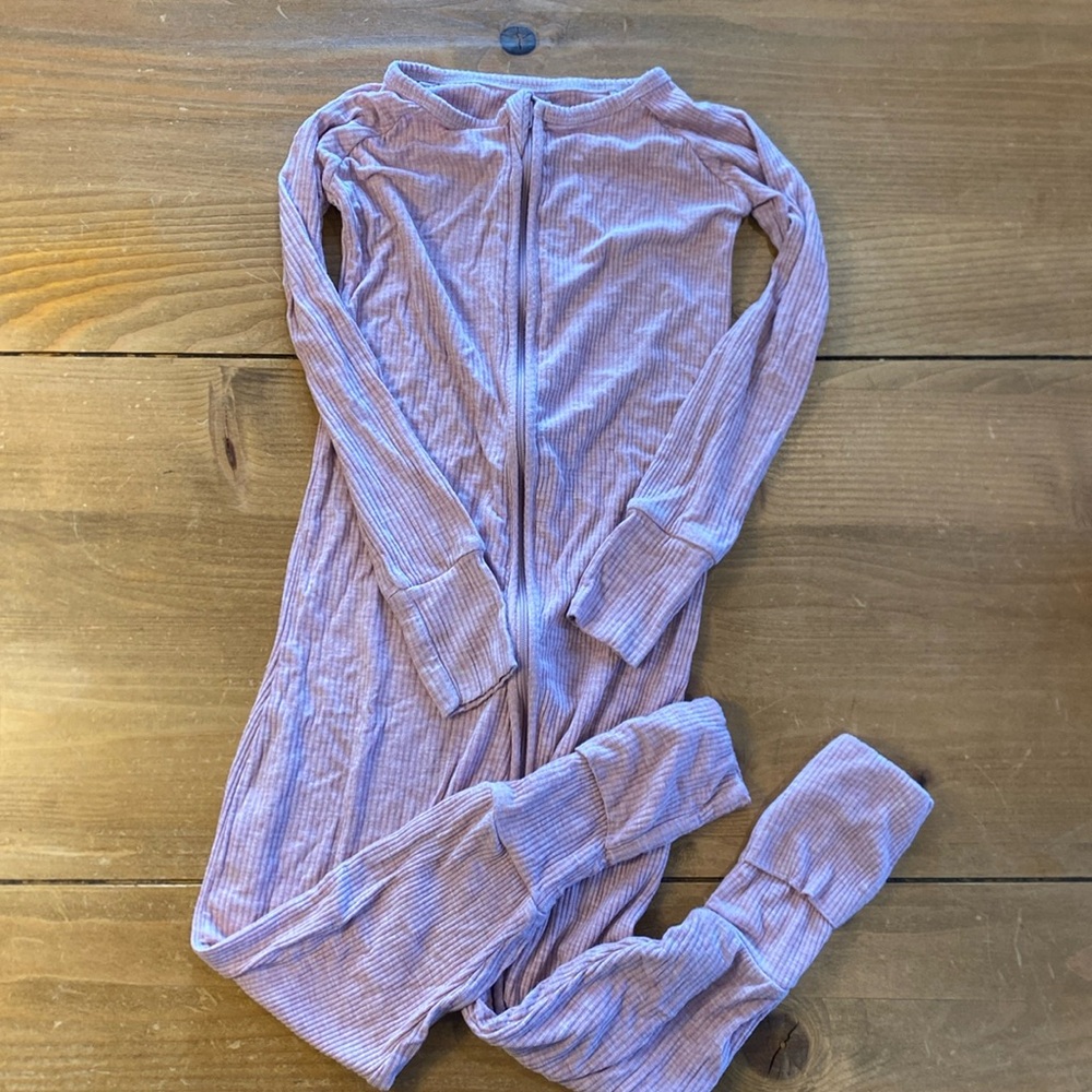 Little Sleepies Heather Mauve Ribbed Zippy